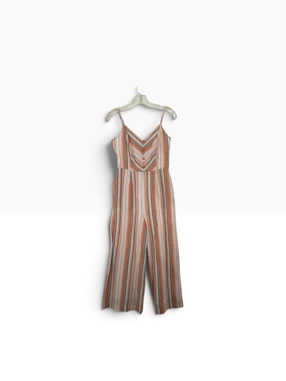Lost + Wander Striped Rust and Cream Wide-Leg Jumpsuit